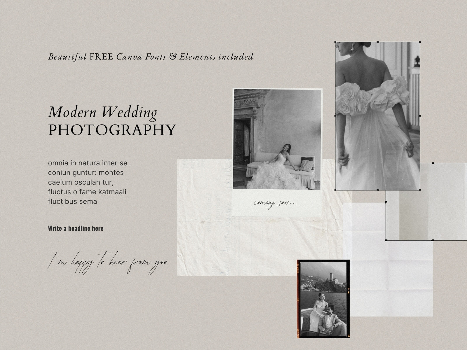 minimal modern aesthetic Canva wedding photography Instagram social media template, elegant clean Instagram stories, posts, carousel and highlight covers for wedding photographers, by white tint design