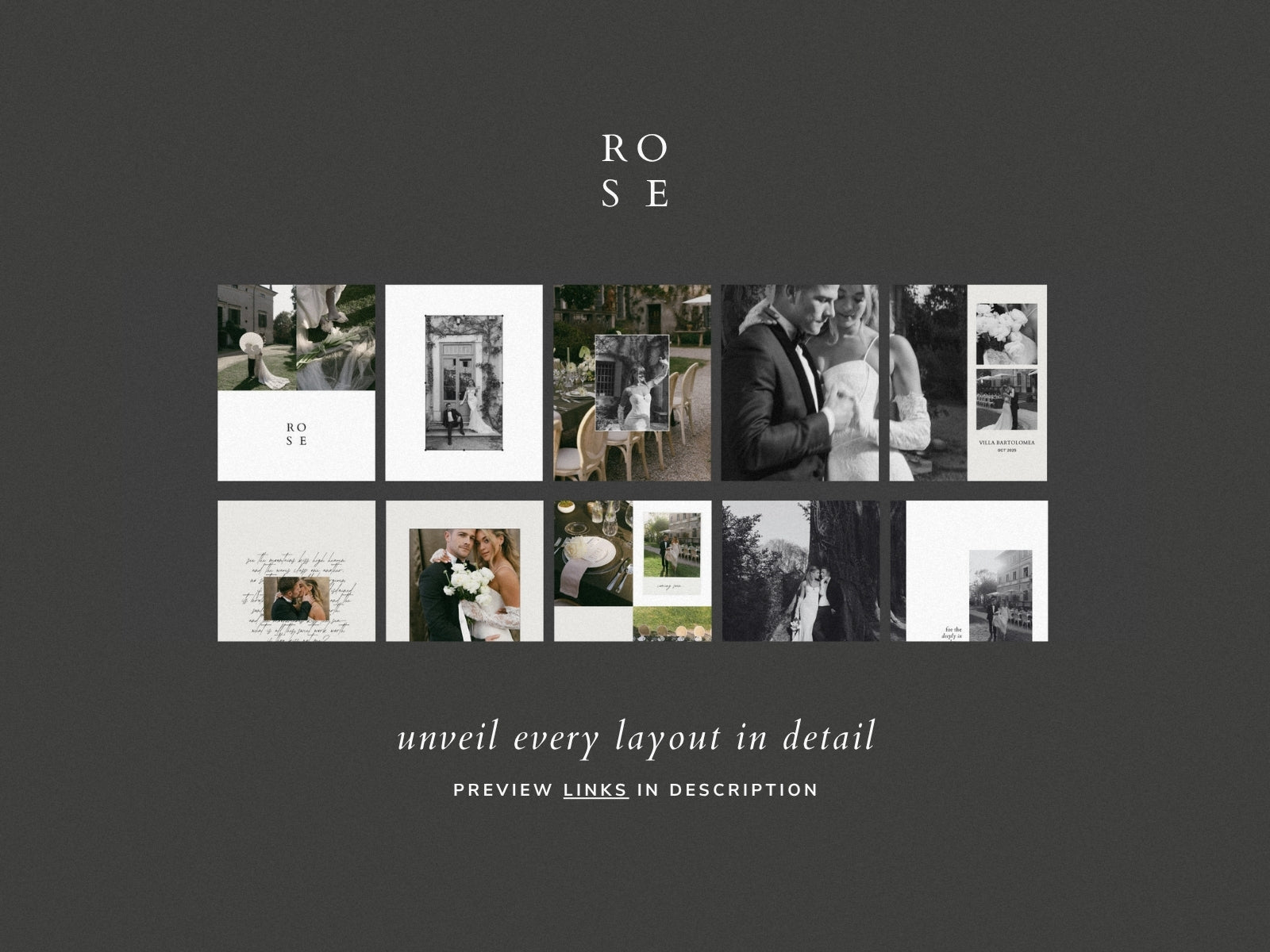 minimal modern aesthetic Canva wedding photography Instagram social media template, elegant clean Instagram stories, posts, carousel and highlight covers for wedding photographers, by white tint design