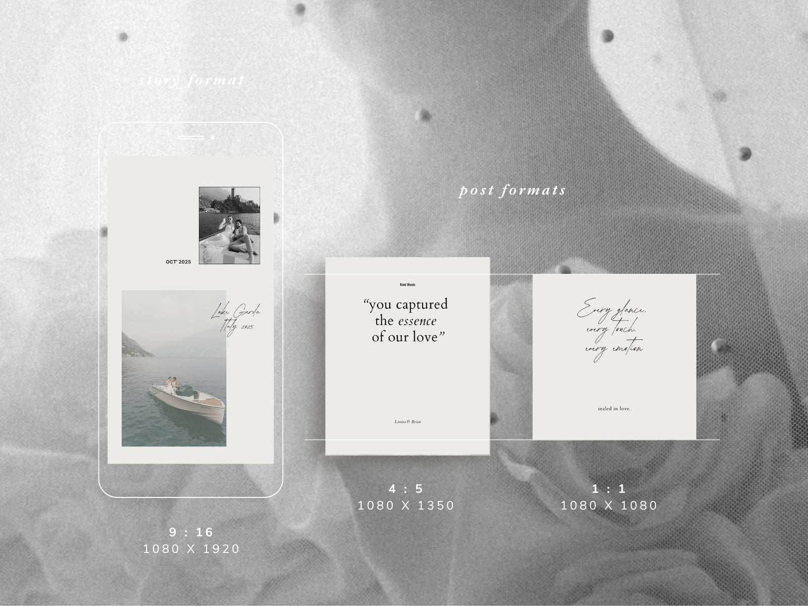 minimal modern aesthetic Canva wedding photography Instagram social media template, elegant clean Instagram stories, posts, carousel and highlight covers for wedding photographers, by white tint design