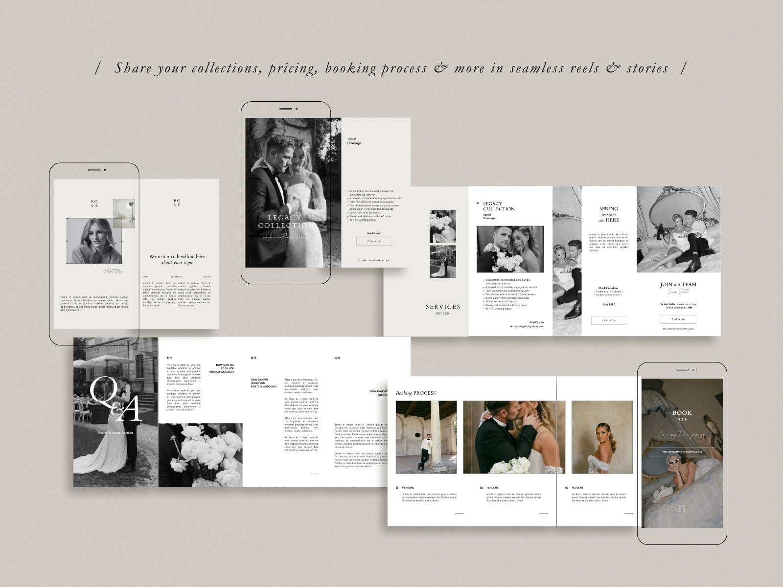 minimal modern aesthetic Canva wedding photography Instagram story template, elegant clean Instagram stories for wedding photographers, social media IG templates by white tint design
