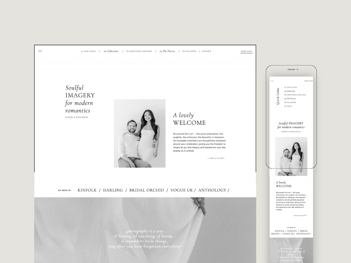 Digital wedding photography Investment Guide designed to create an elevated client experience