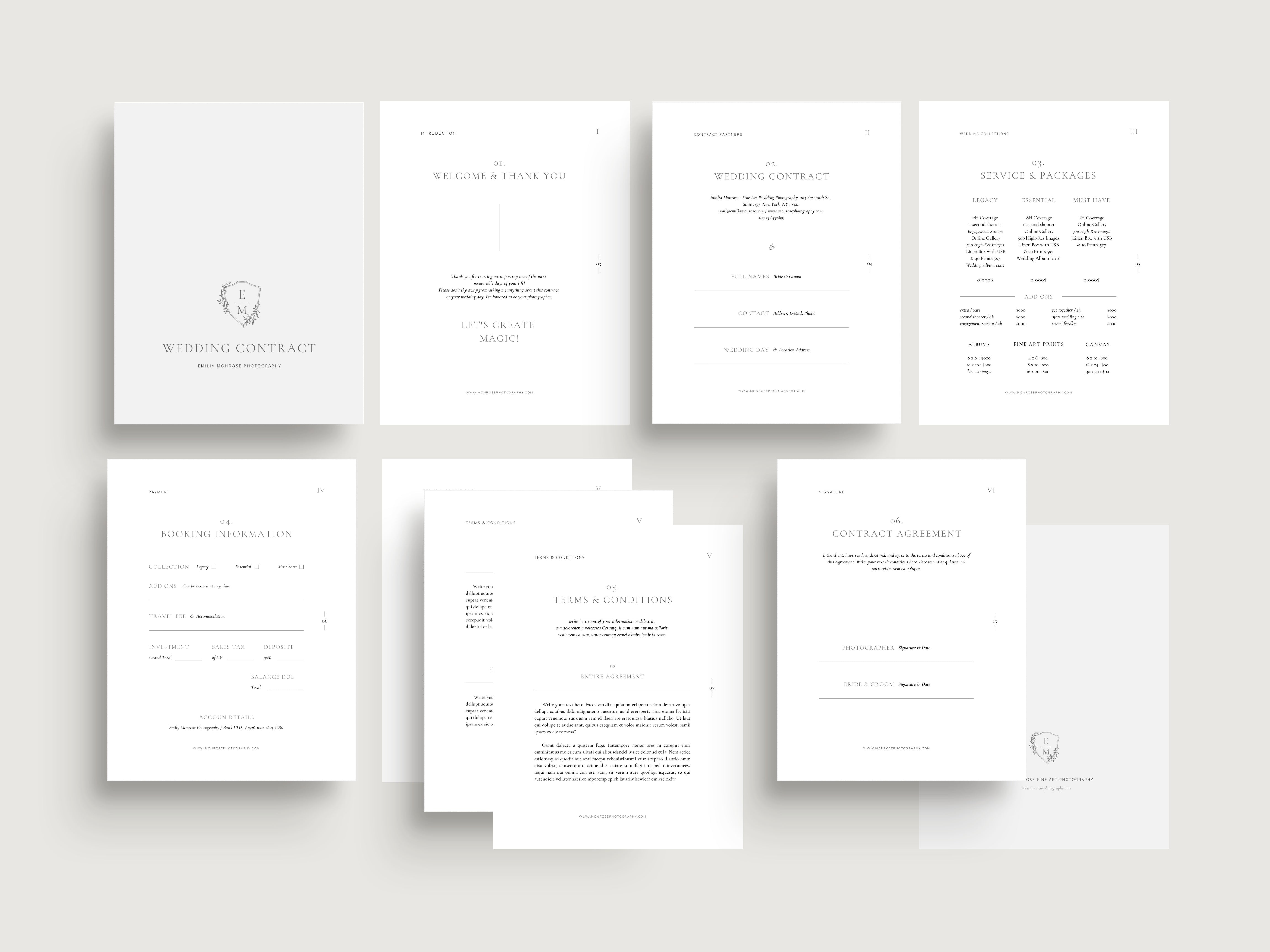 Fillable Wedding Contract ~ Fine Art