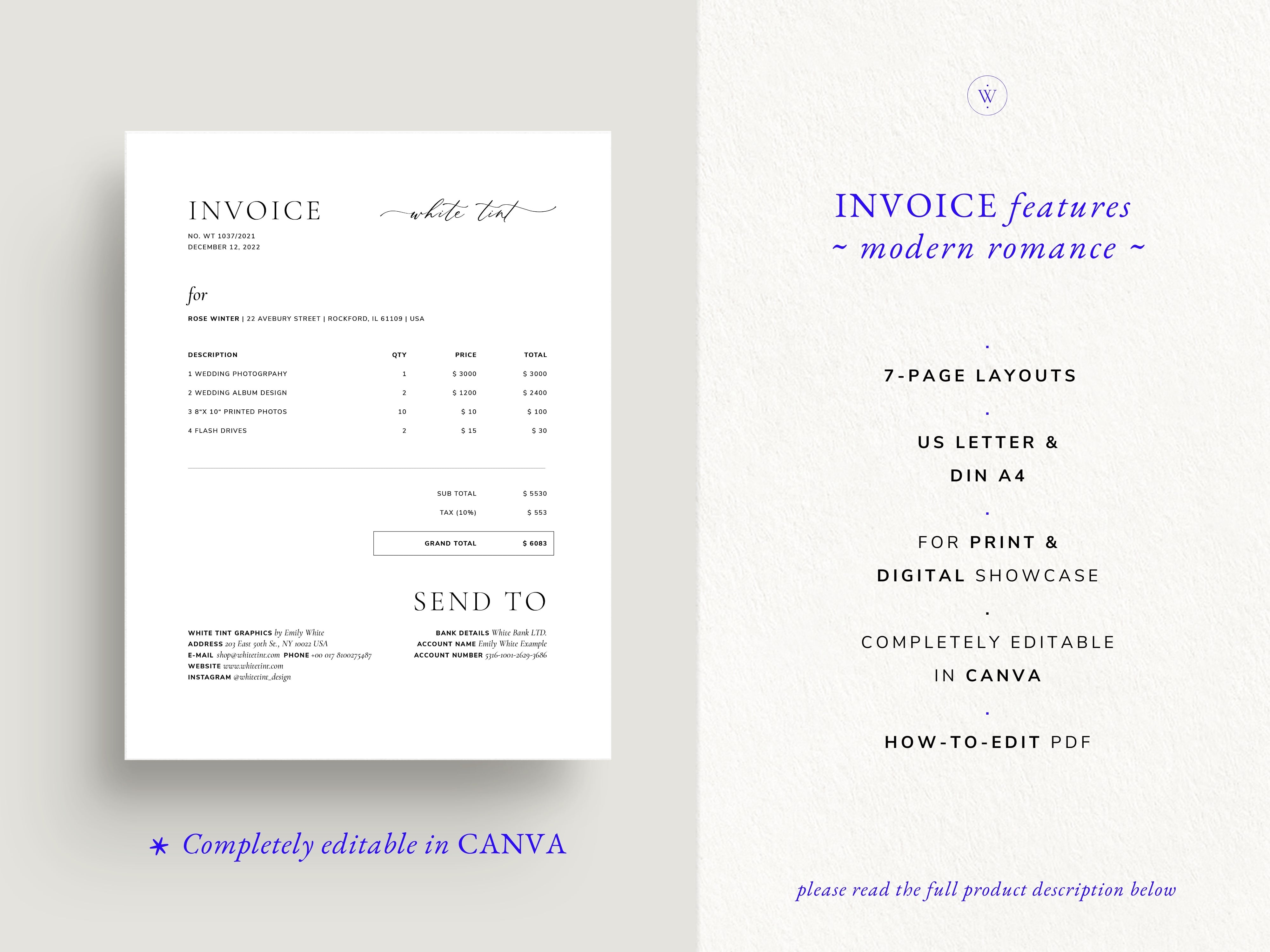 Invoice Template ~ Modern Romance