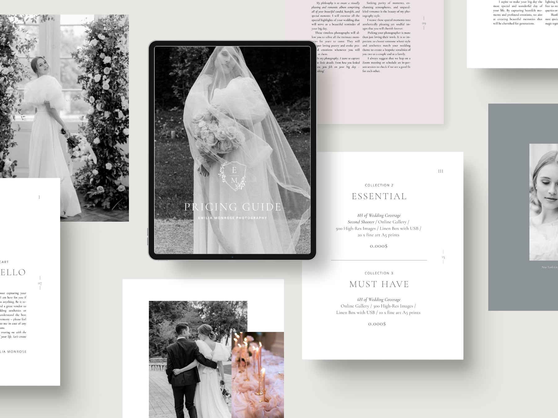 modern fine art wedding photography pricing guide canva template by white tint design