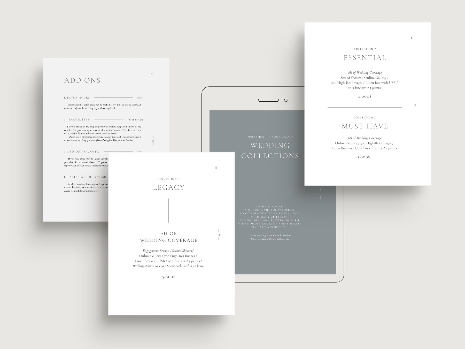 modern fine art wedding photography pricing guide canva template by white tint design