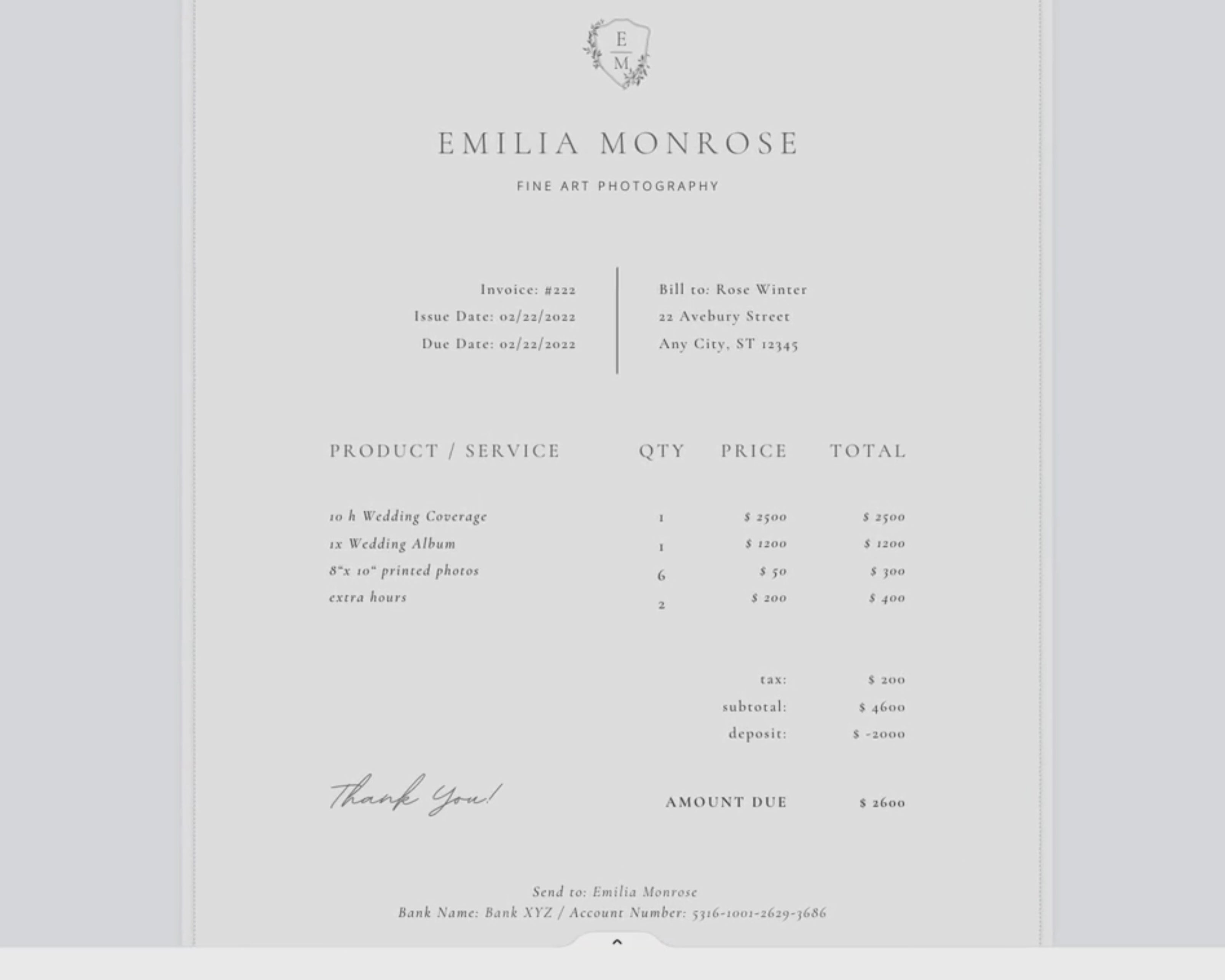 Load video: Invoice Template ~ Fine Art