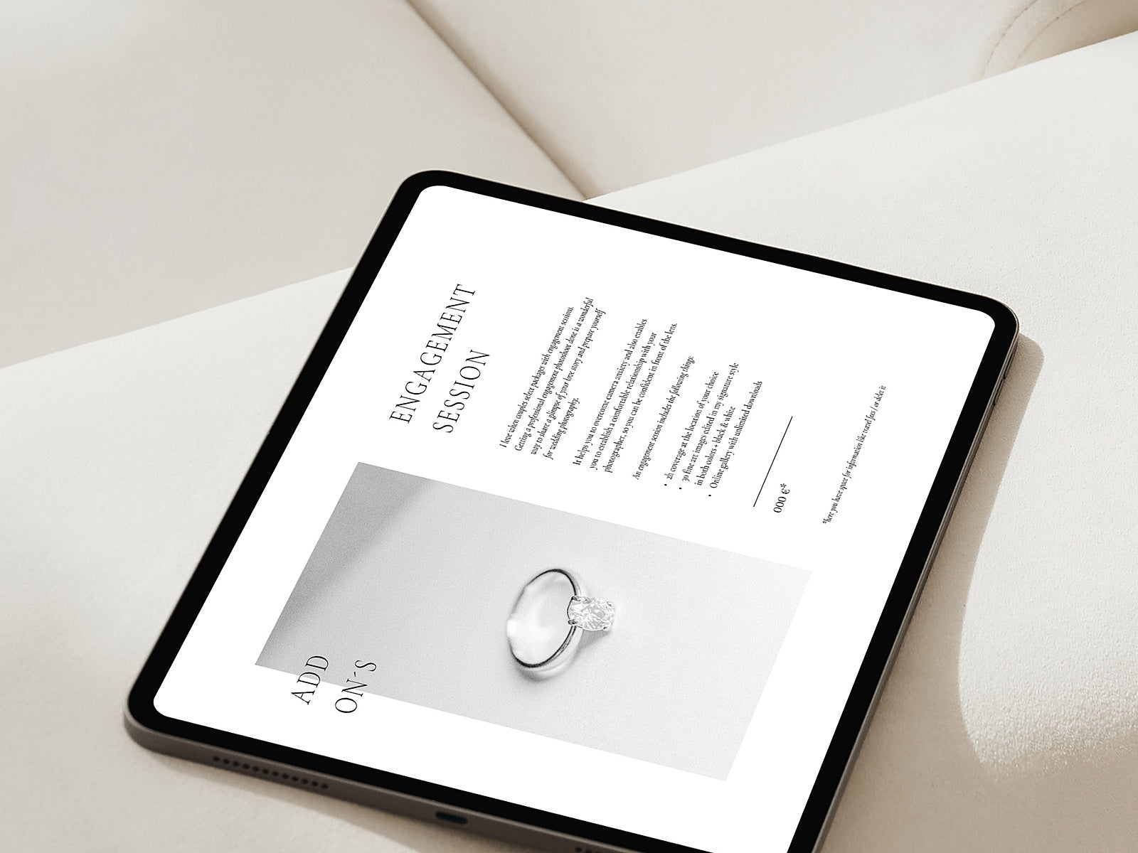 Modern Minimal Wedding Photography Pricing Guide Canva Template for Wedding Photographers, created by white tint design, collection modern romanc