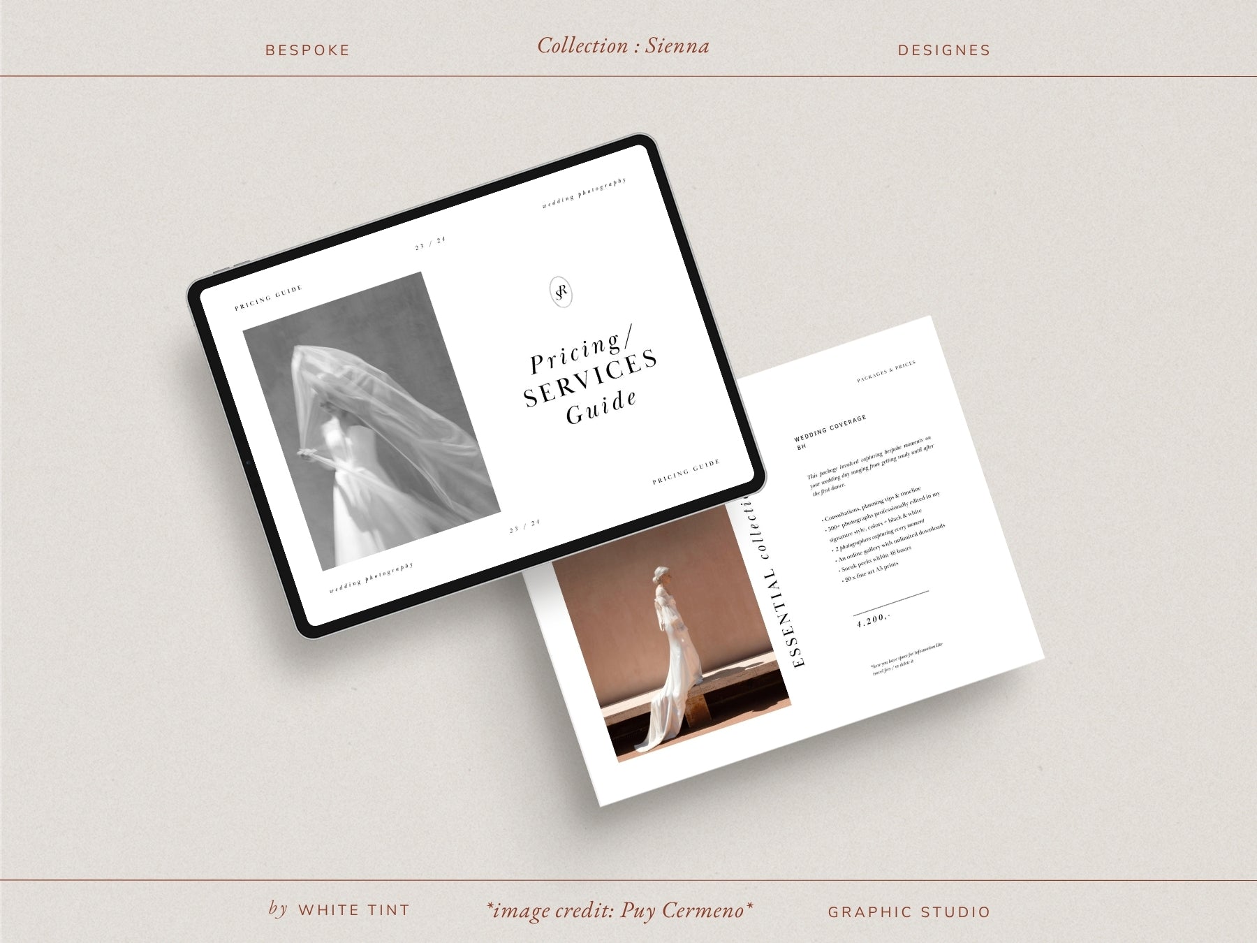 modern wedding photography pricing services canva template by white tint design