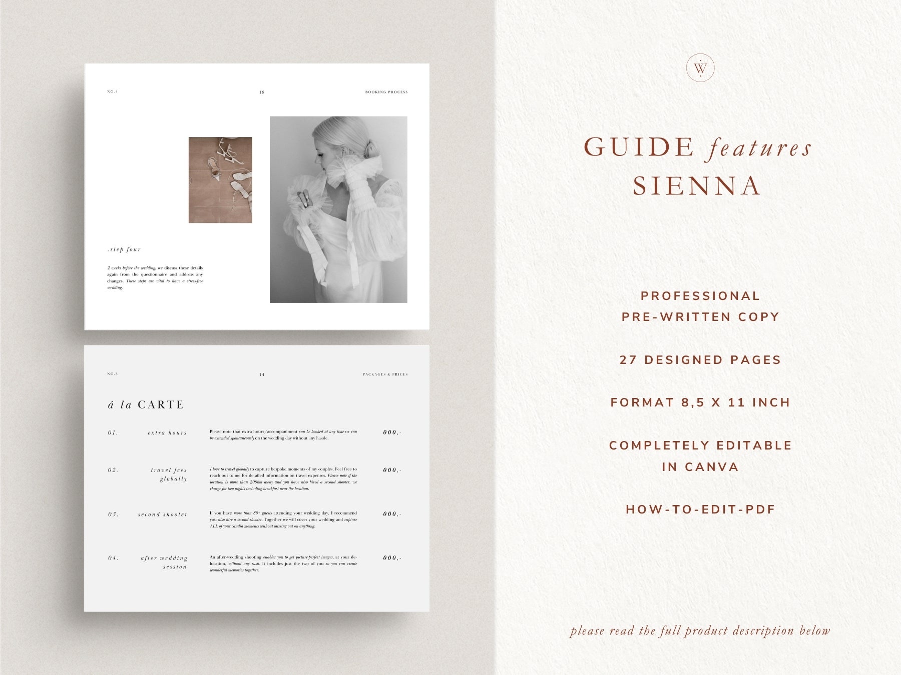 modern wedding photography pricing services canva template by white tint design