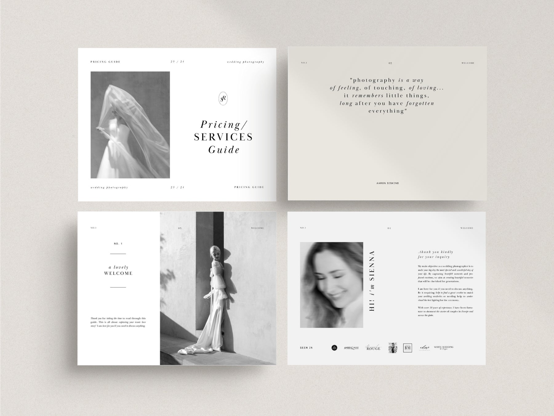 modern wedding photography pricing services canva template by white tint design