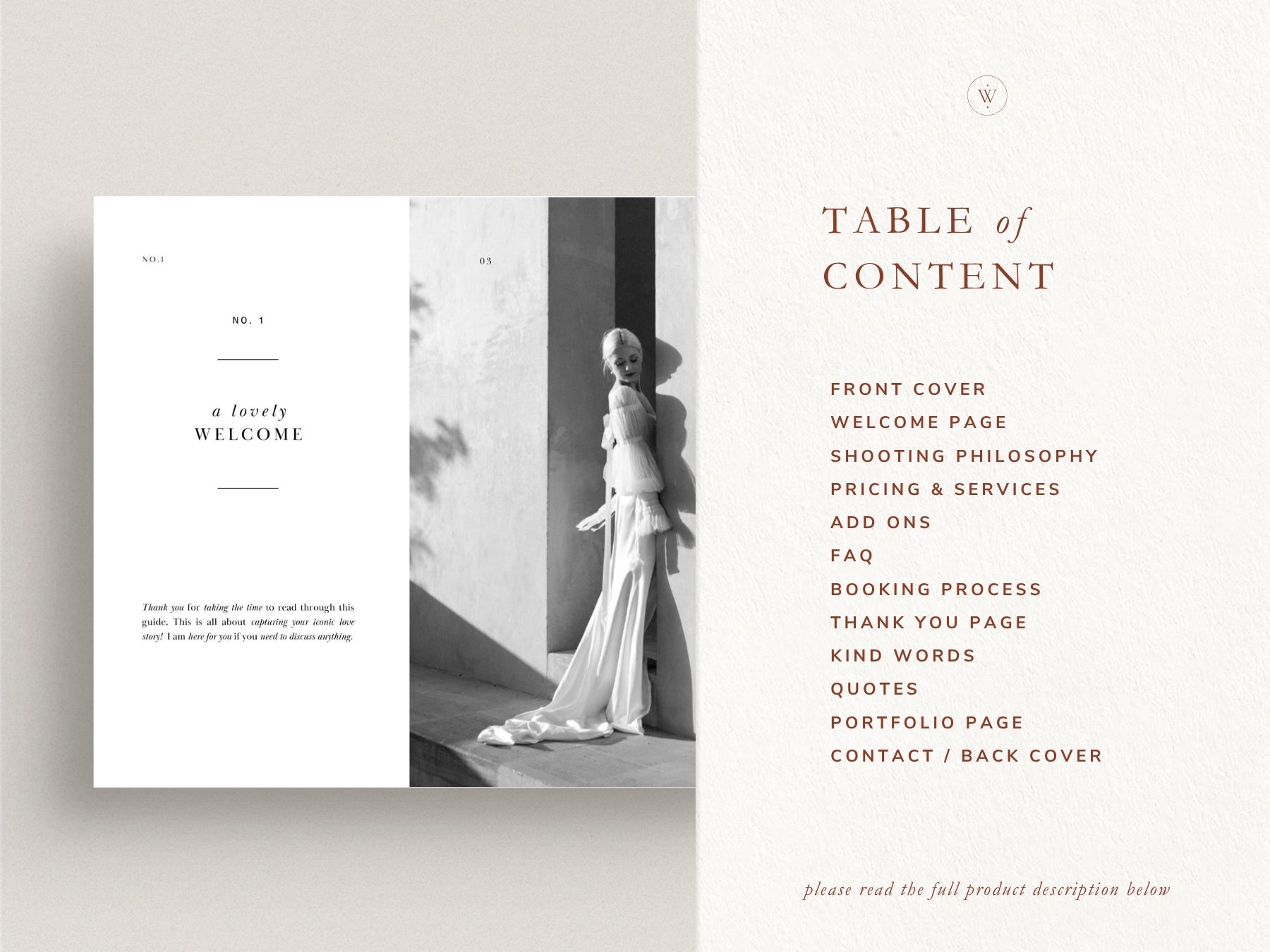 modern wedding photography pricing services canva template by white tint design