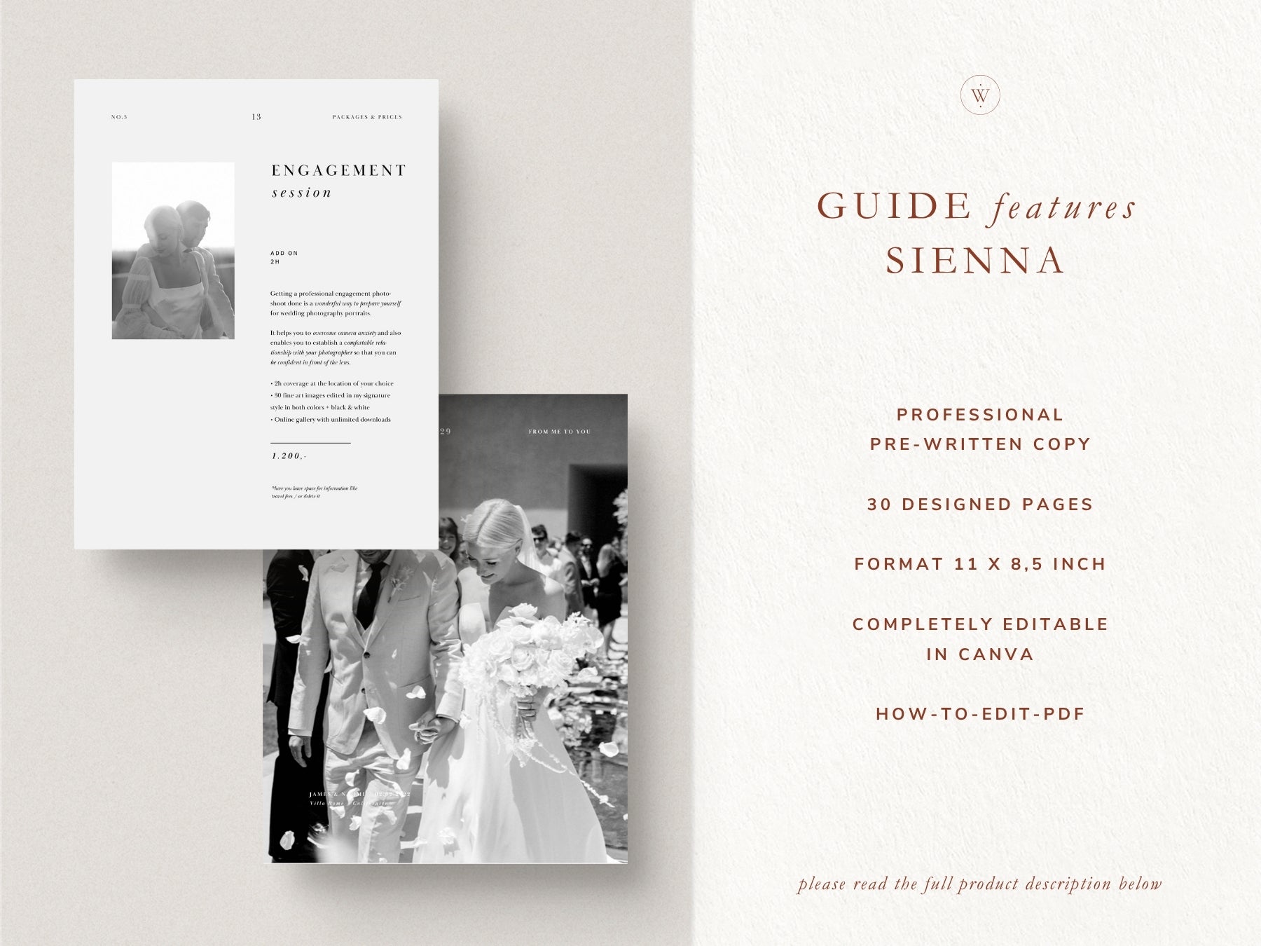 modern wedding photography pricing services canva template by white tint design