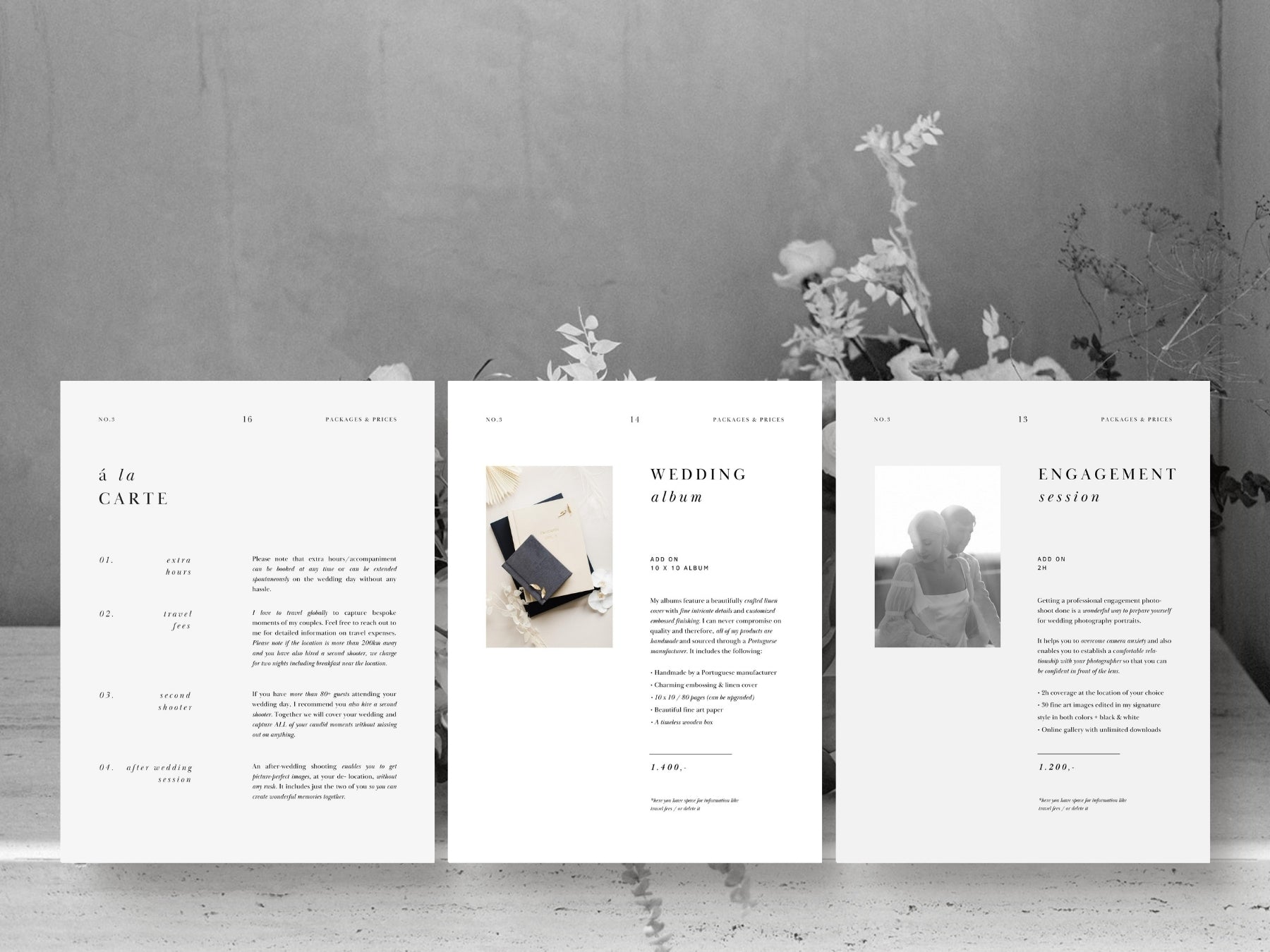 modern wedding photography pricing services canva template by white tint design