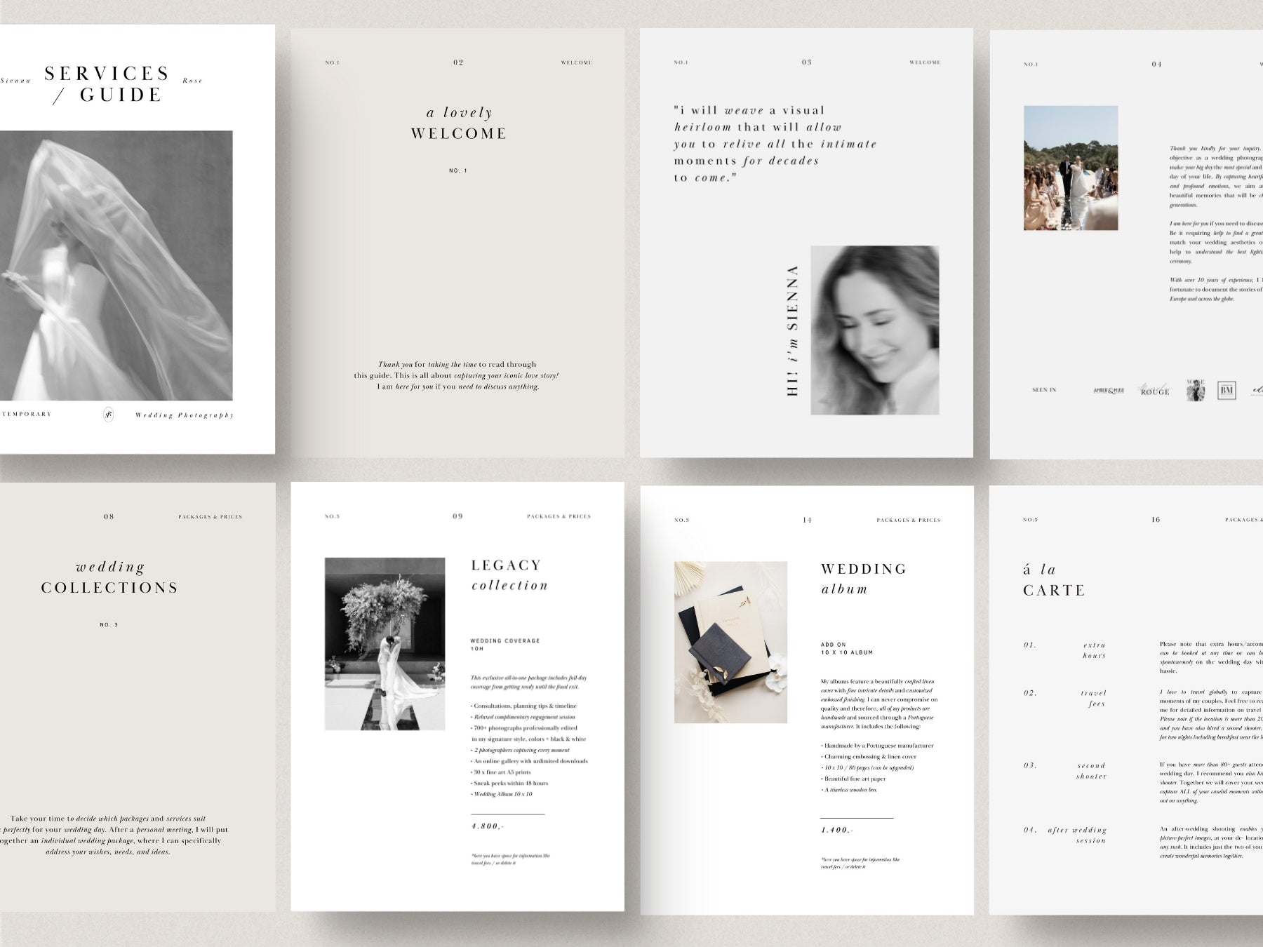 modern wedding photography pricing services canva template by white tint design