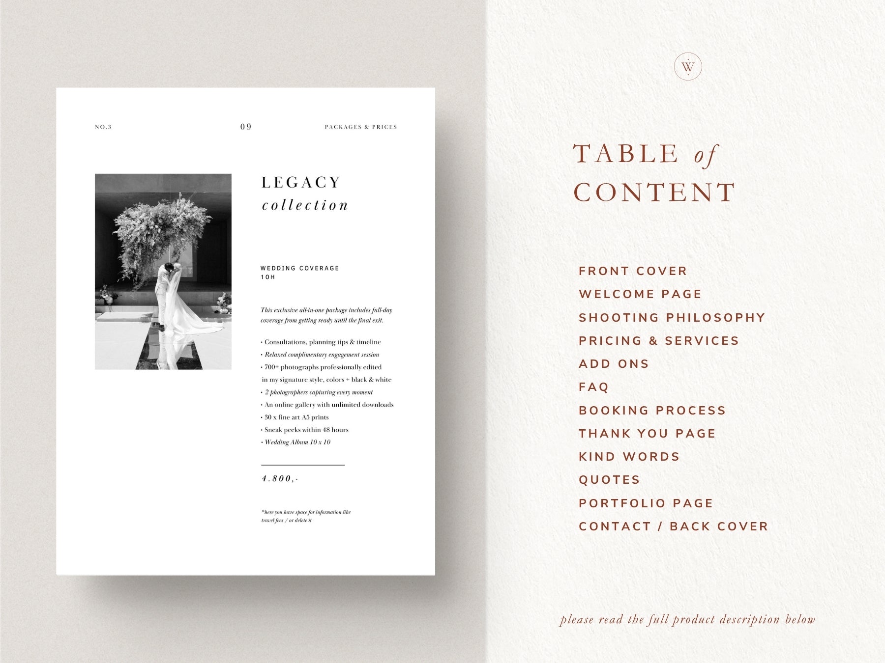 modern wedding photography pricing services canva template by white tint design