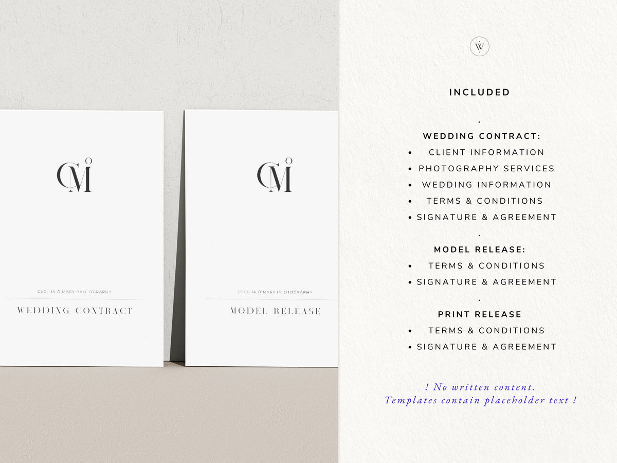 modern minimal elegant wedding photography canva client contract template for wedding photographers by white tint design studio