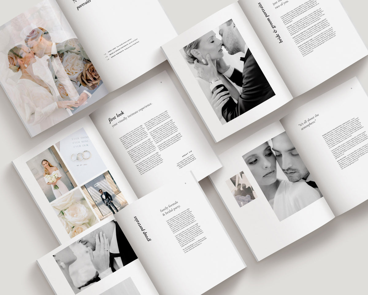 modern elegant canva wedding client welcome guide template for photographers