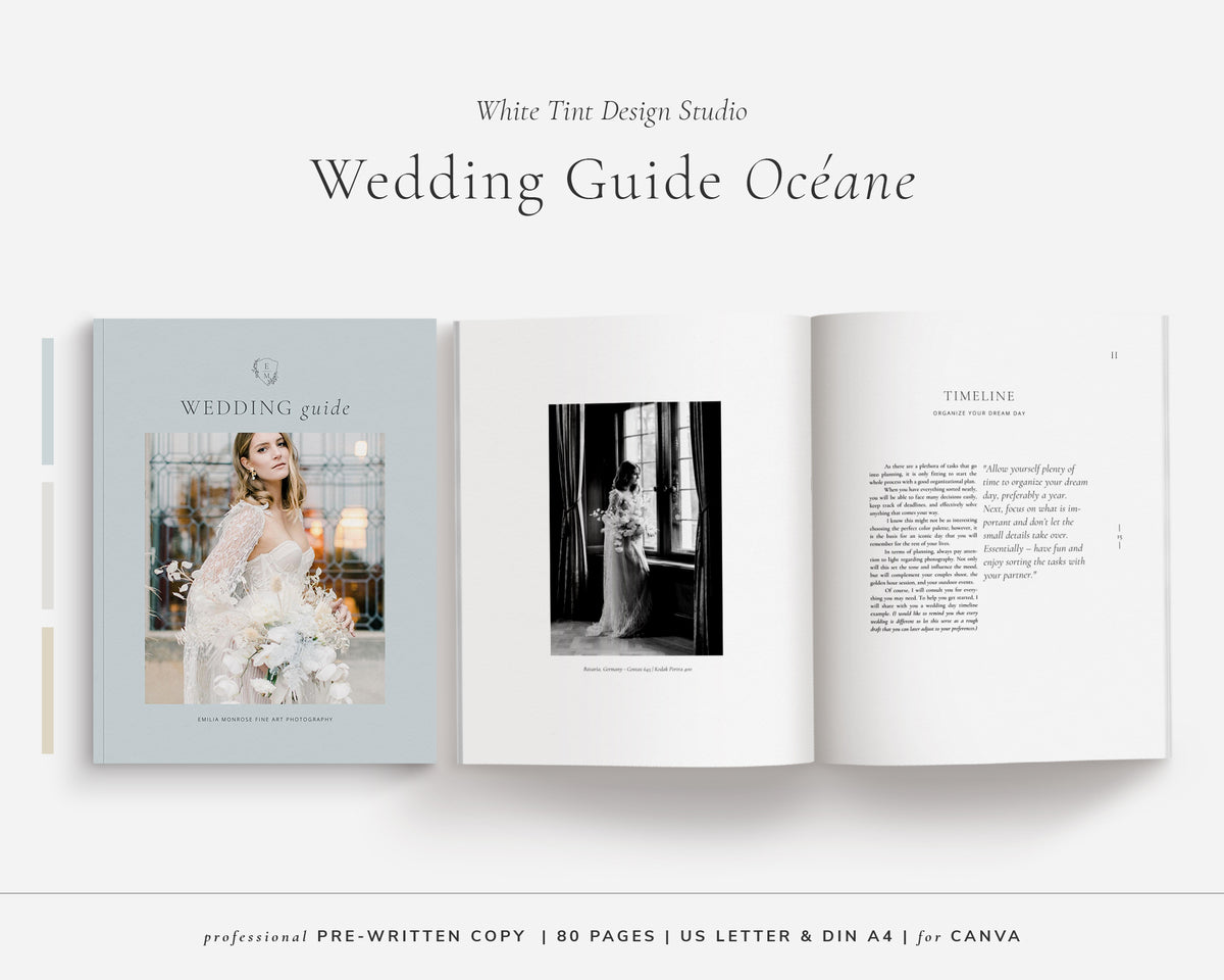 <i>canva</i><br> Wedding Guide Magazine with PREWRITTEN COPY<br> <i>océane</i>