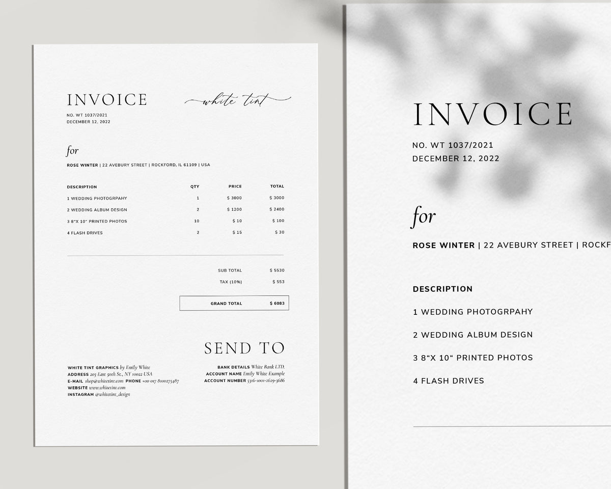 Photography client contract template for canva invoice template
