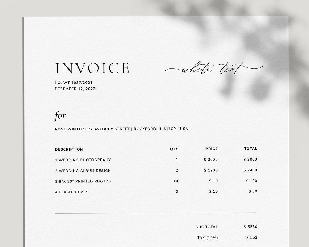 <i>canva</i><br>INVOICE TEMPLATE <br><i> moder romance</i>
