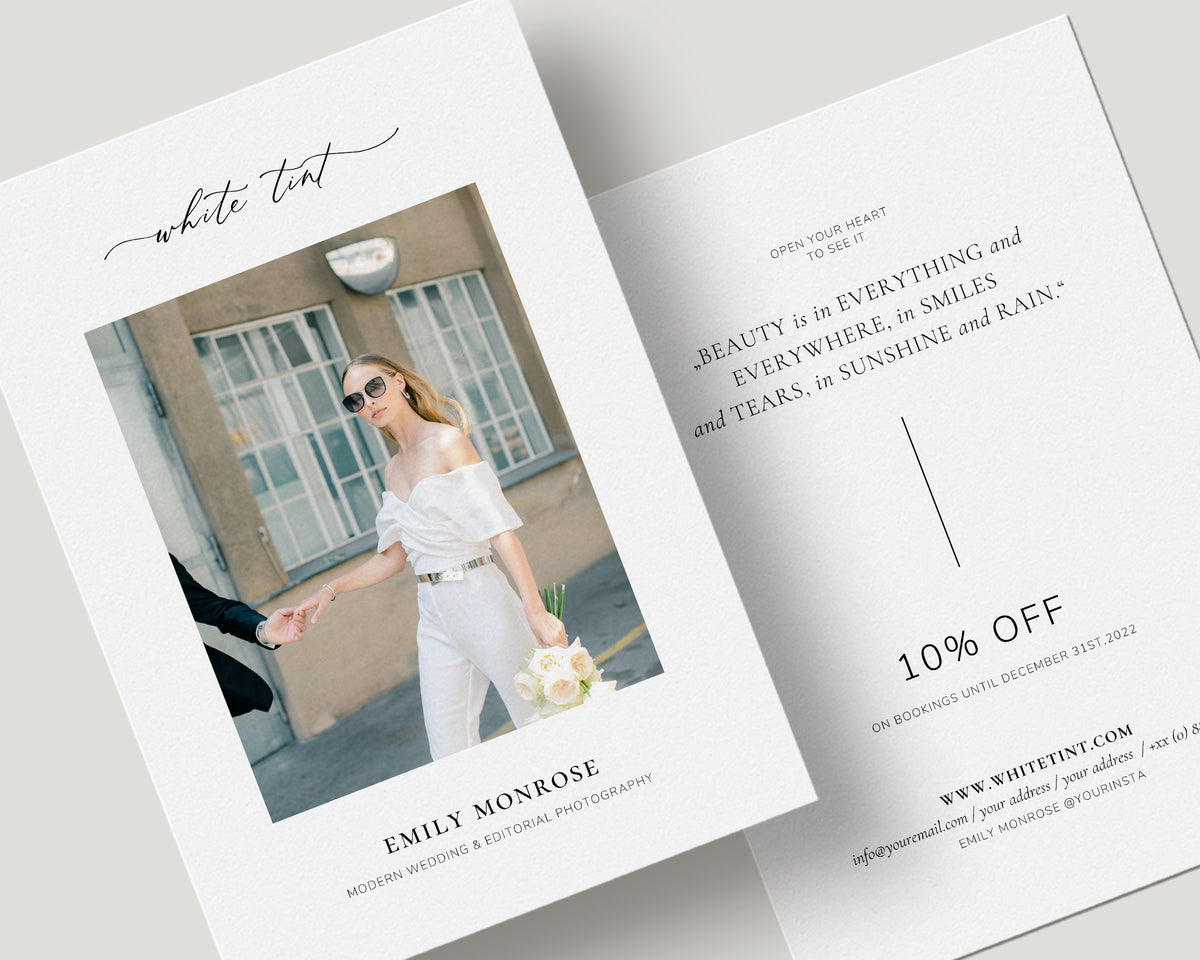 Canva Template Promo Card Flyer for wedding photographers make up artist