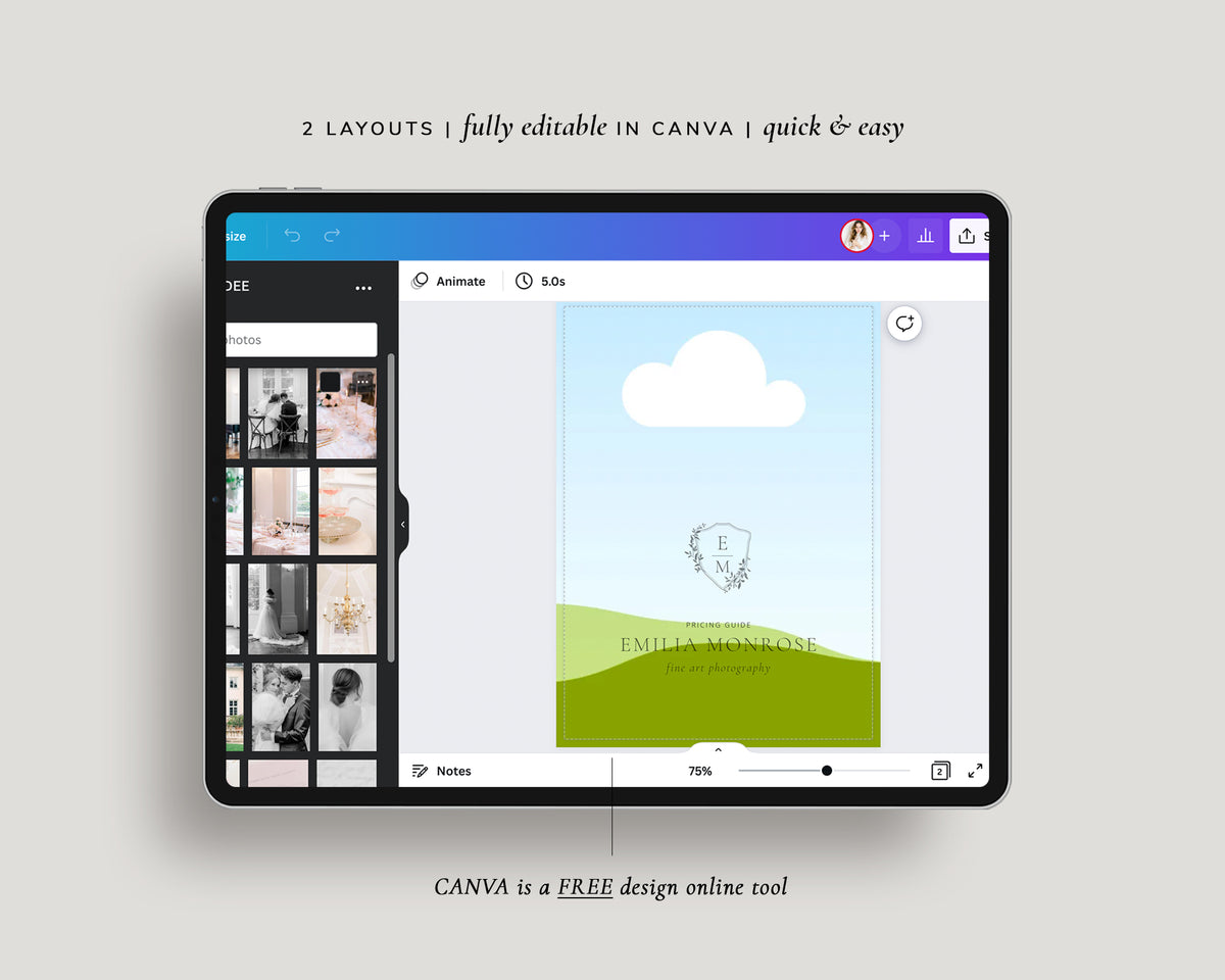 <i>canva</i><br> Price list promo card <br> <i>fine art</i>