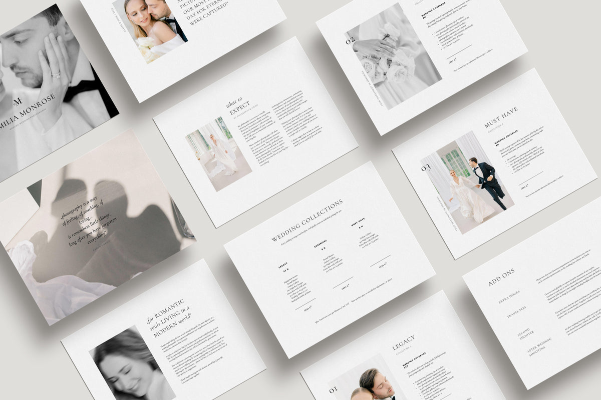 <i>canva</i><br>Wedding Photography Pricing Guide with Pre-Written Copy <br><i>modern romance</i>